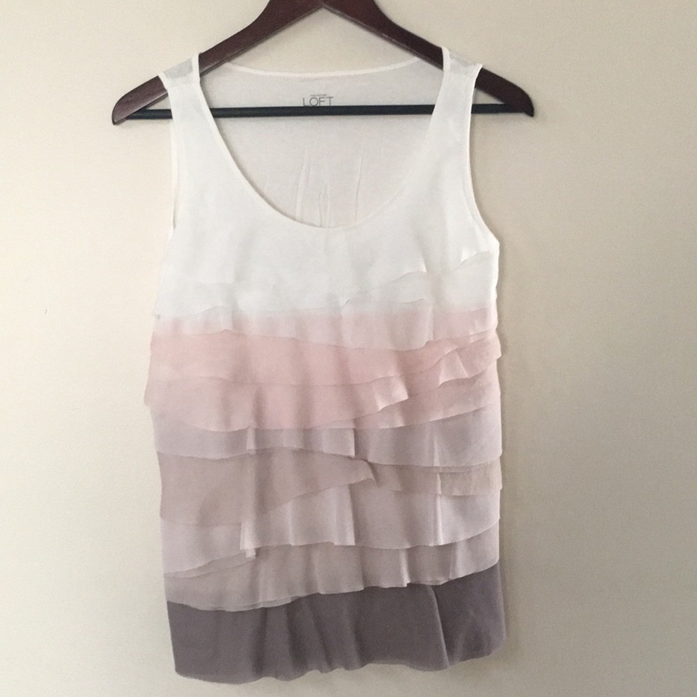 Loft tank top with layered ruffles